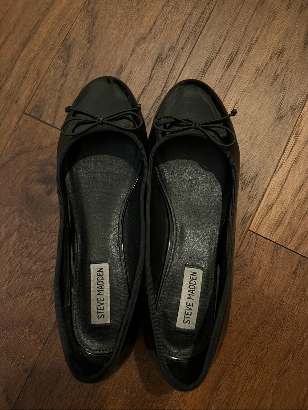 Steve Madden Black Patent Ballet Flats with Bow